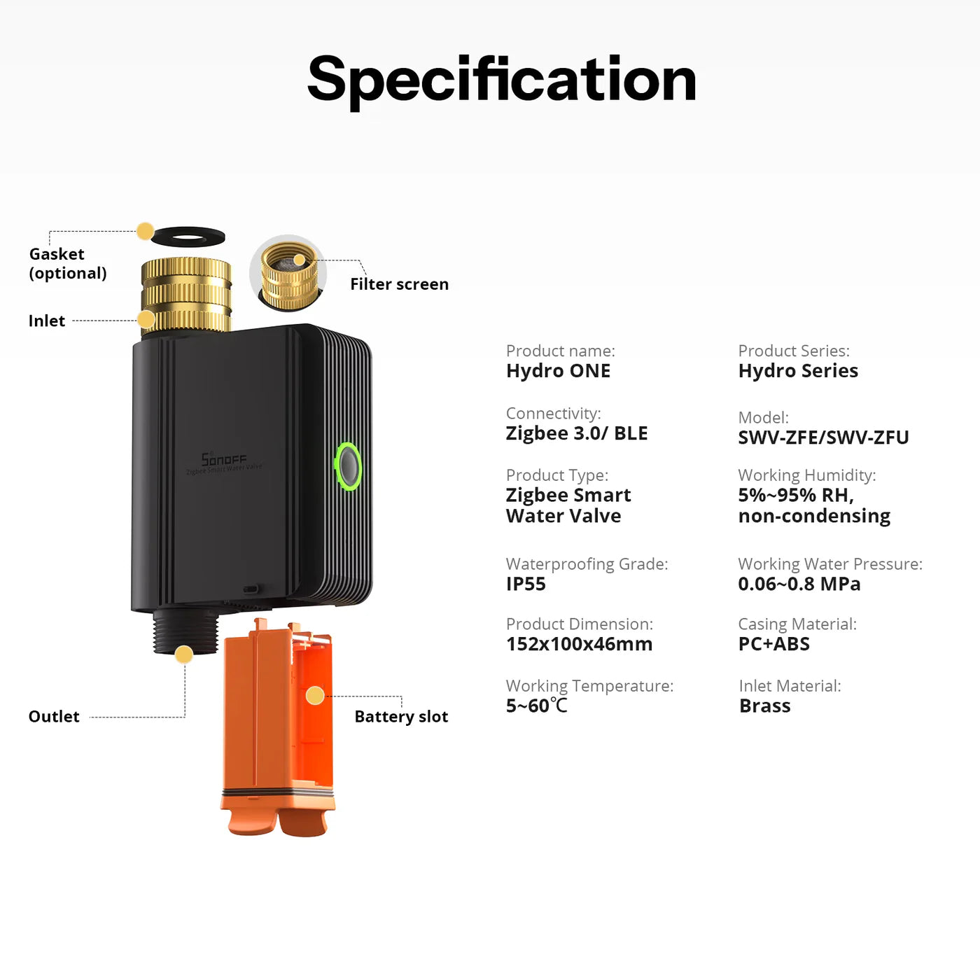 SONOFF Hydro Series Hydro ONE Zigbee Smart Water Valve With Flow Meter | SWV-ZFU/SWV-ZFE