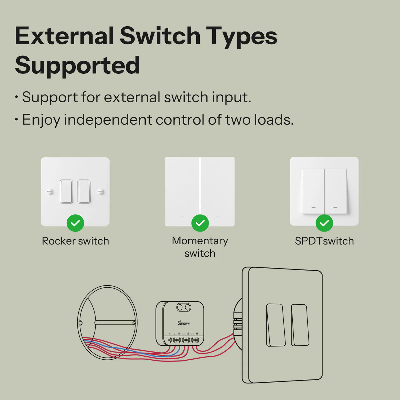 SONOFF MINI DUO 2-Gang Matter Over WiFi Smart Switch