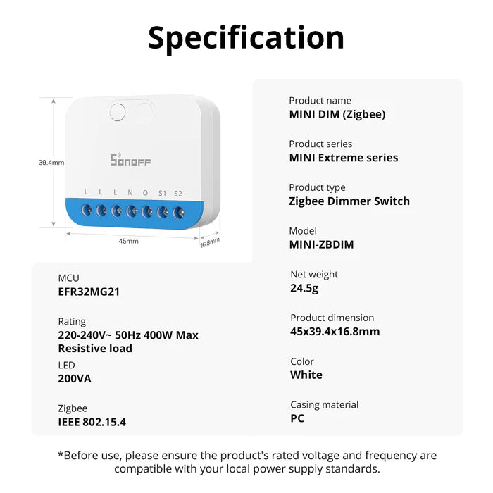 SONOFF MINI Extreme Zigbee Dimmer Switch  MINI-ZBDIM