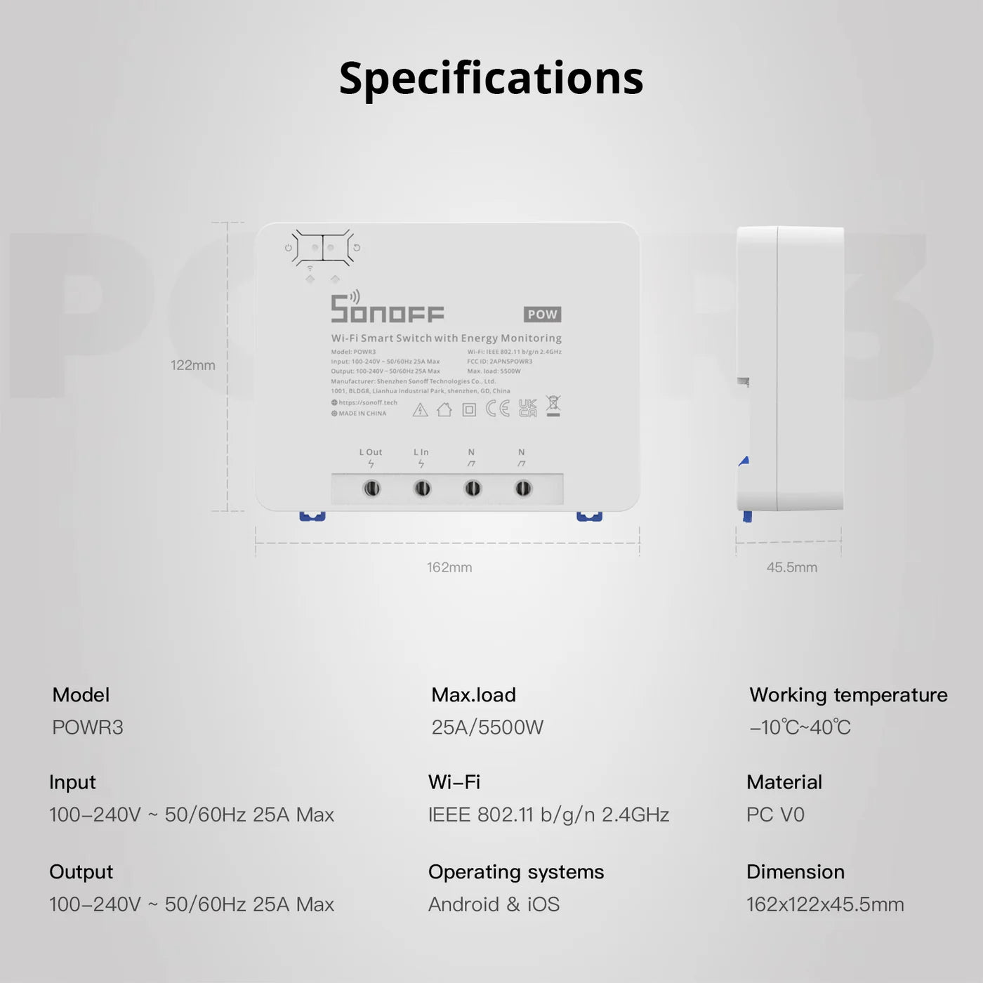 SONOFF POWR3 High Power Smart Switch