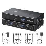 UGREEN 2-In-1 HDMI KVM Switch 4 USB Ports 4K@60Hz–Black