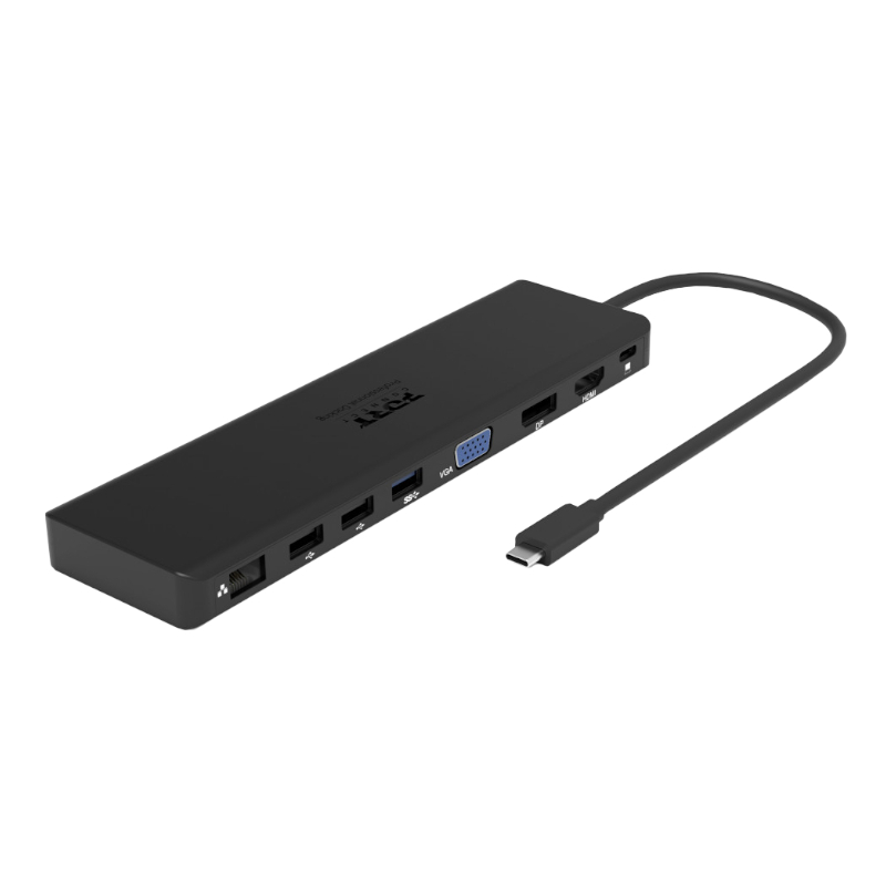 901906-W_wr_01a Port USB Type-C 1 x USB3.1|2 x USB 3.0|2 x USB 2.0|1 xHDMI-DP-VGA| Micro+SD Card Reader|1 x Mini DP|1 x RJ45|1 x Audio-Microphone| PD 100W -Black - Image 1