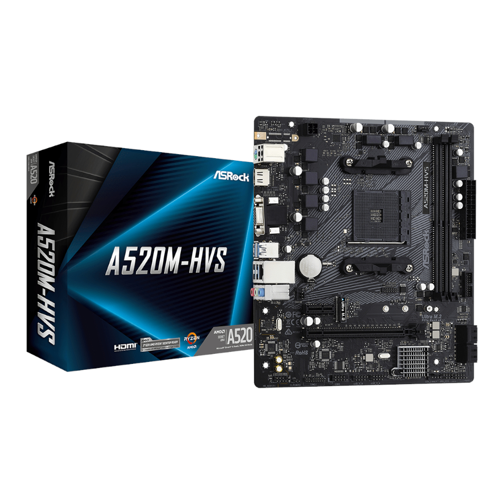 A520M-HVS_wr_01 ASRock A520M-HVS AMD AM4 M-ATX Motherboard - Image 1