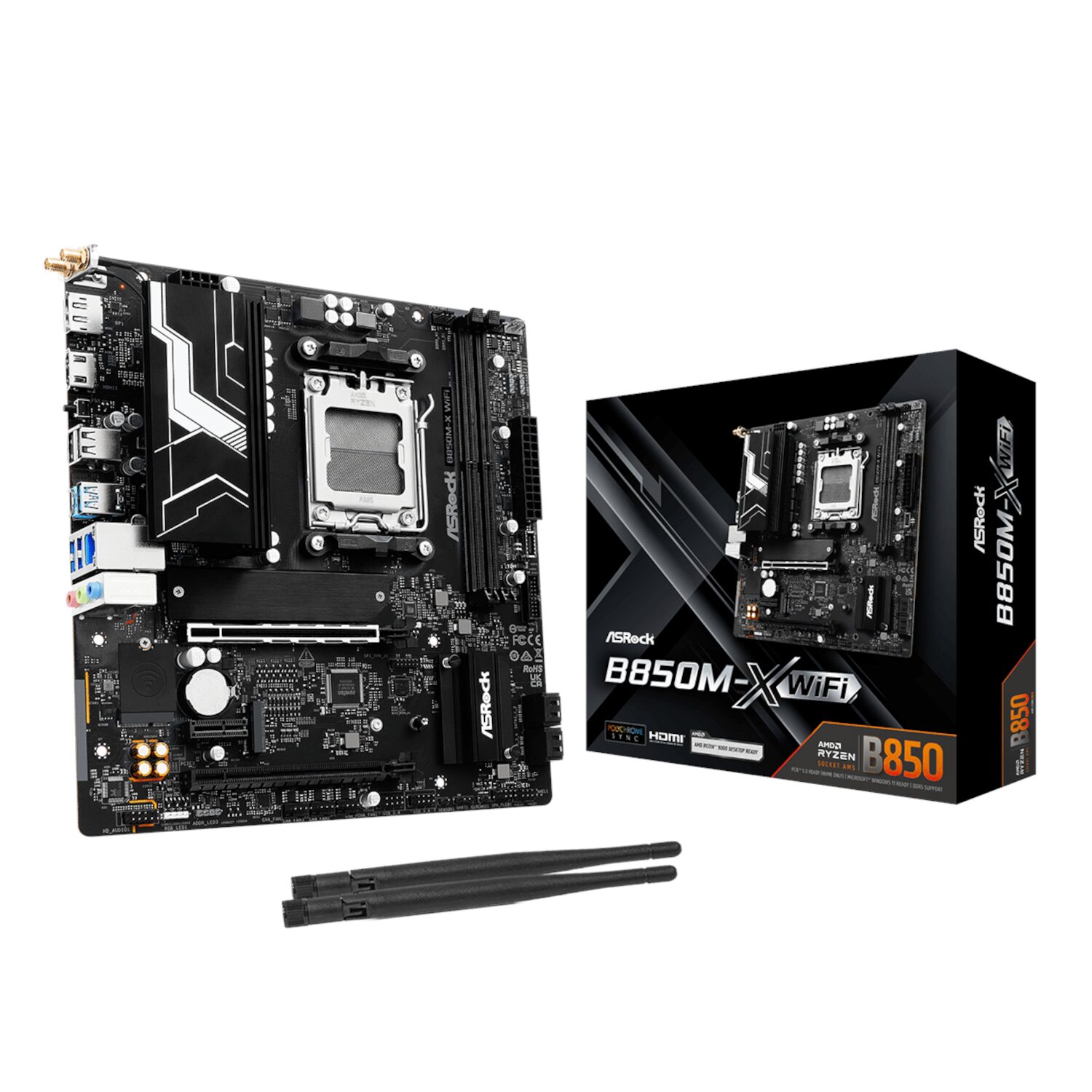 B850M-XWIFI-WR-01 ASRock B850M-X WiFi AM5 Micro ATX Motherboard (DDR5, PCIe 5.0, Wi-Fi 6E) - Image 1