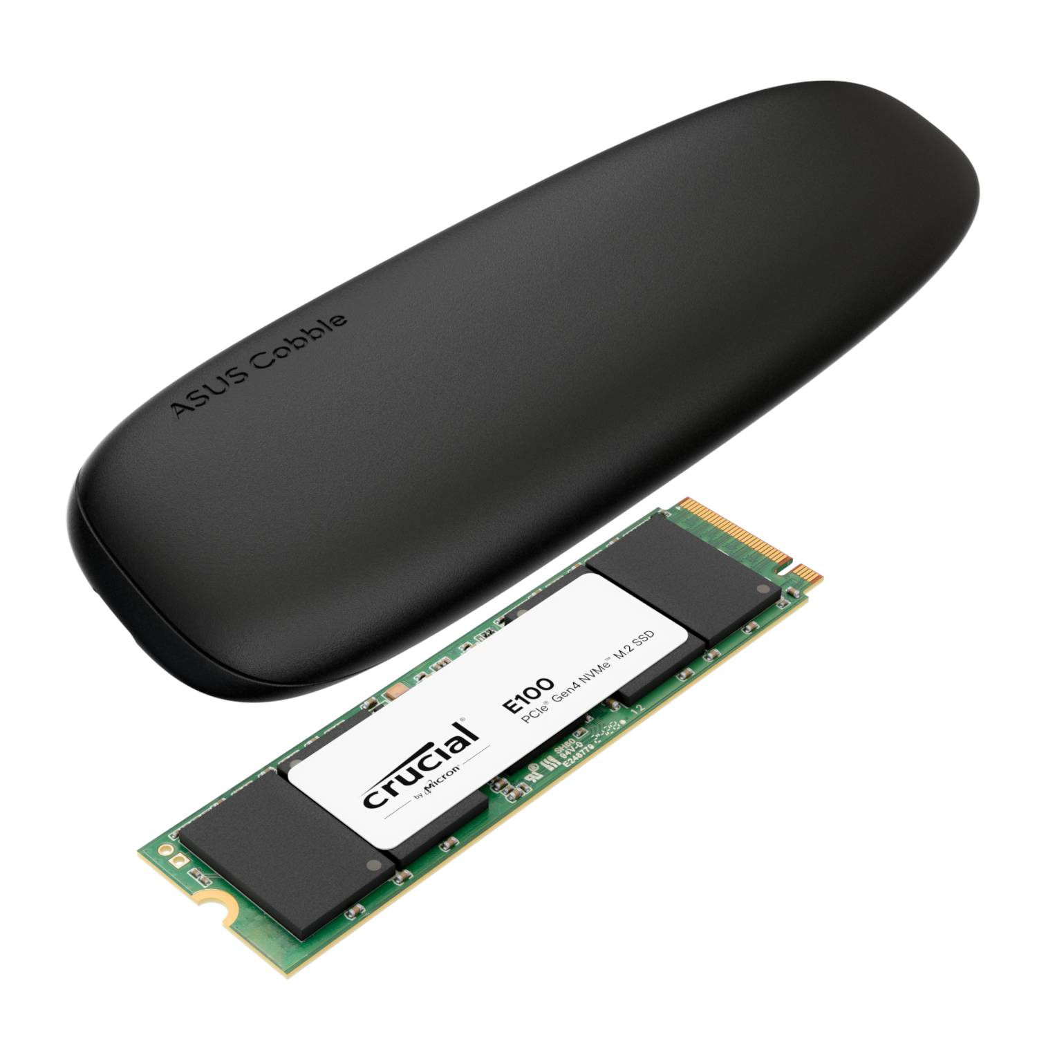 COBBLE-2TB-BUNDLE-B_Asus-Cobble-M.2-SSD-Type-C-Enclosure-and-Crucial-E100-2TB-NVMe-Bundle-Black_wr_01a Asus Cobble M.2 SSD Type-C Enclosure and Crucial E100 2TB NVMe Bundle - Black - Image 1