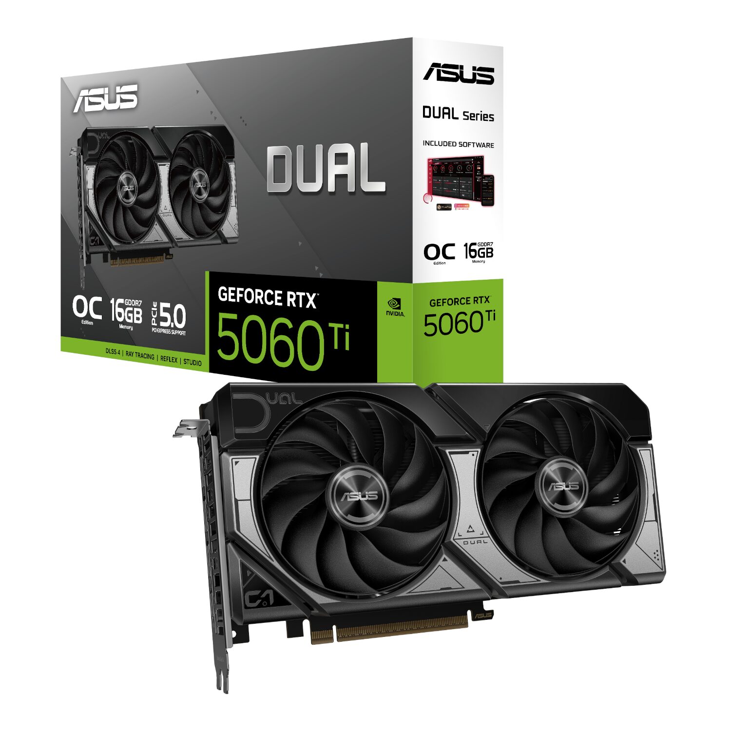 DUAL-RTX5060TI-O16G-WR-01 ASUS Dual GeForce RTX 5060 Ti OC Edition 16GB GDDR7 Graphics Card - Image 1