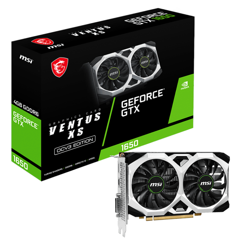 GTX1650D6VENTUSXSOC_wr_01 MSI Nvidia GeForce GTX 1650 D6 VENTUS XS OCV3 4GB GDDR6 128-BIT Graphics Card - Image 1