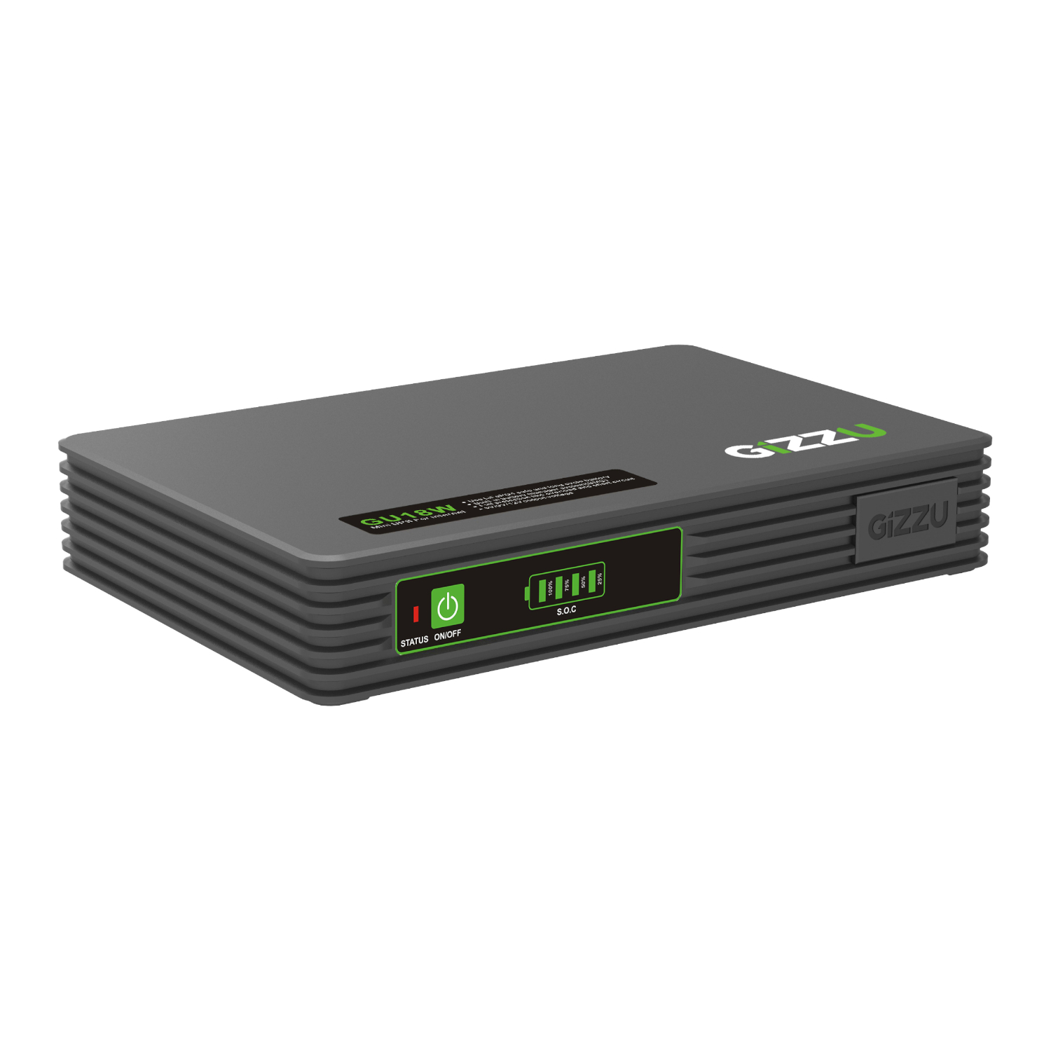 GU18W_Gizzu-SURF-Simple-18W-55Wh-LiFePO4-MINI-DC-UPS-Black_wr_01 Gizzu SURF Simple 18W 55Wh LiFePO4 MINI DC UPS - Black - Image 1
