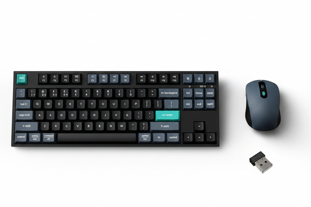 KCBD1_08 Keychron B33 80% TKL Wireless Keyboard and Mouse Combo – Black/Green - Image 1
