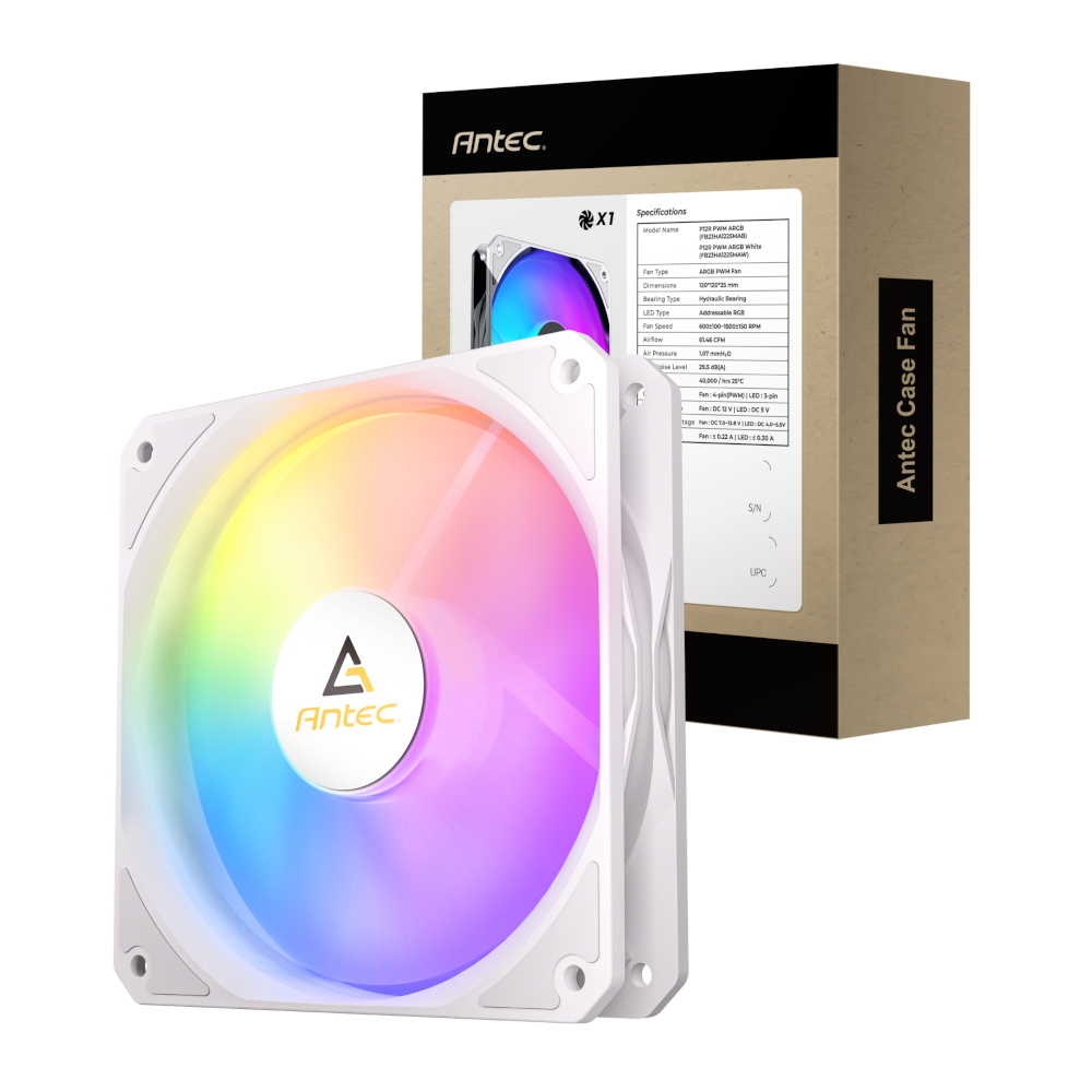 P12R-ARGB-WHT_wr_01 Antec P12 PWM 120mm ARGB Reverse Case Fan - White - Image 1