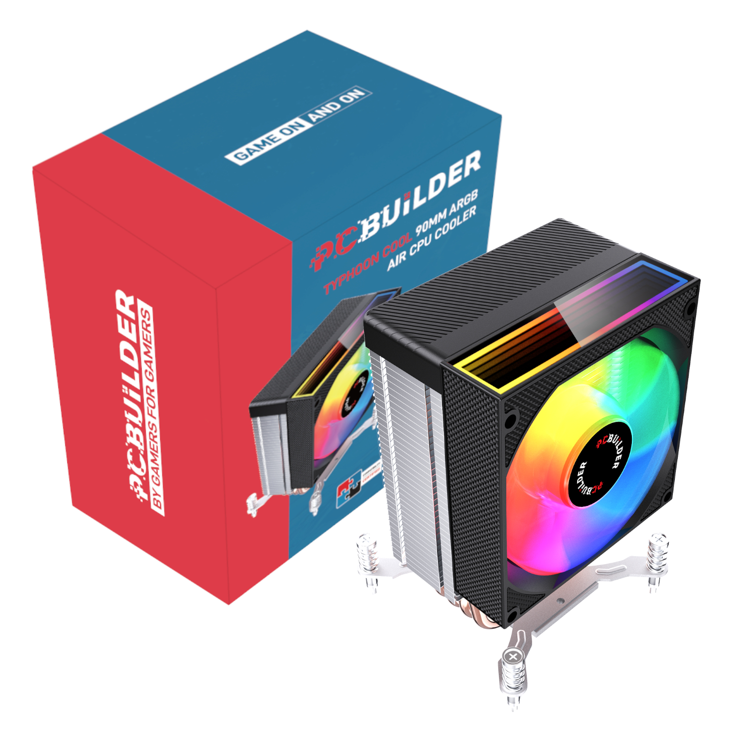 PCB-CA-TYPHOON-90_PCBuilder-TYHPOON-COOL-90mm-Air-CPU-Cooler-Black_wr_01a PCBuilder TYHPOON COOL 90mm Air CPU Cooler - Black - Image 1