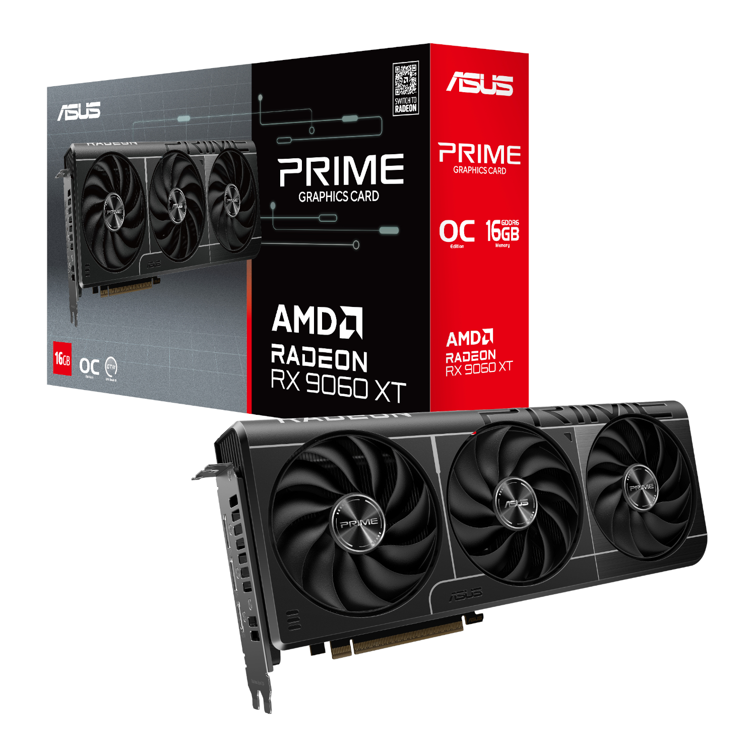 PRIME-RX9060XT-O16G_ASUS-PRIME-Radeon-RX-9060-XT-16GB-GDDR6-OC_wr_01a ASUS Prime Radeon RX 9060 XT OC 16GB GDDR6 Graphics Card - Image 1