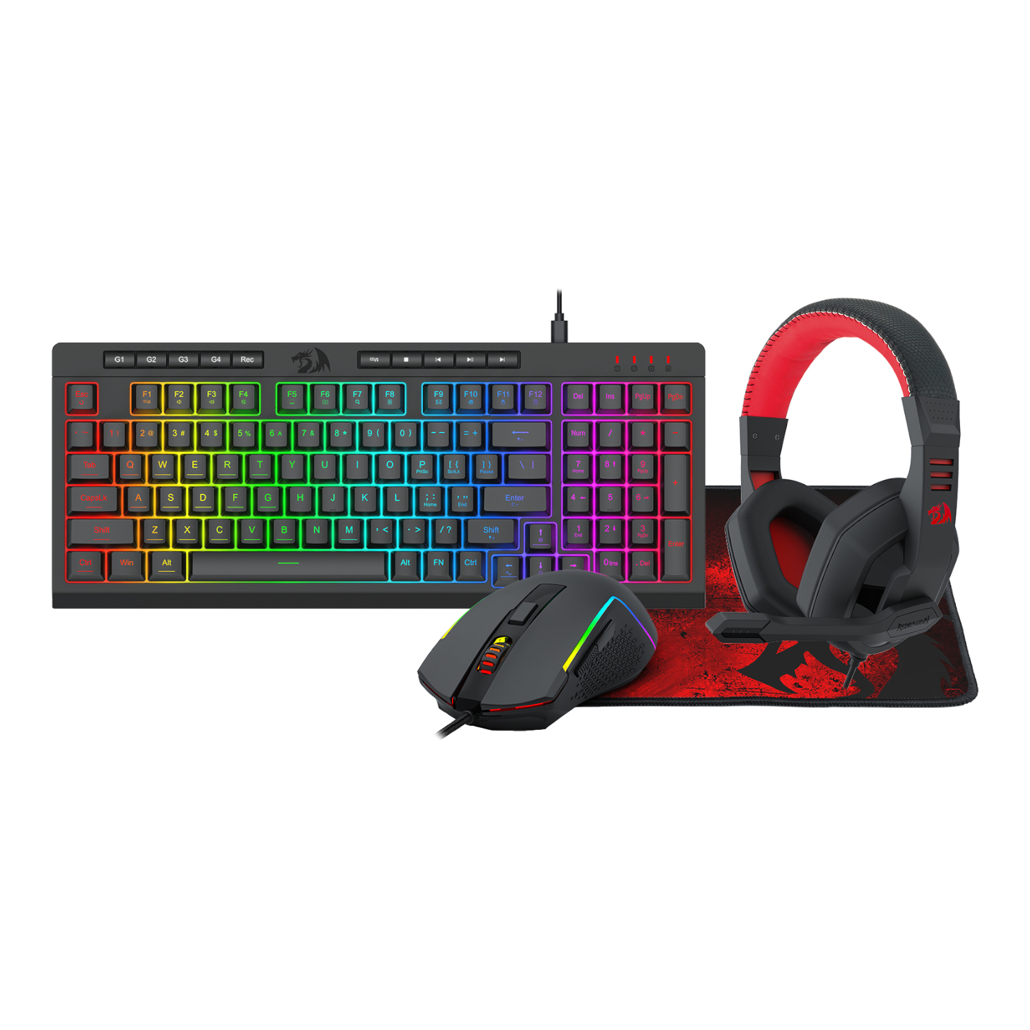 RD-S149_Redragon-4-in-1-Keyboard_Mouse_Mousepad_Headset-Gaming-Combo_wr_01a Redragon 4-in-1 Keyboard | Mouse | Mousepad | Headset Gaming Combo - Image 1