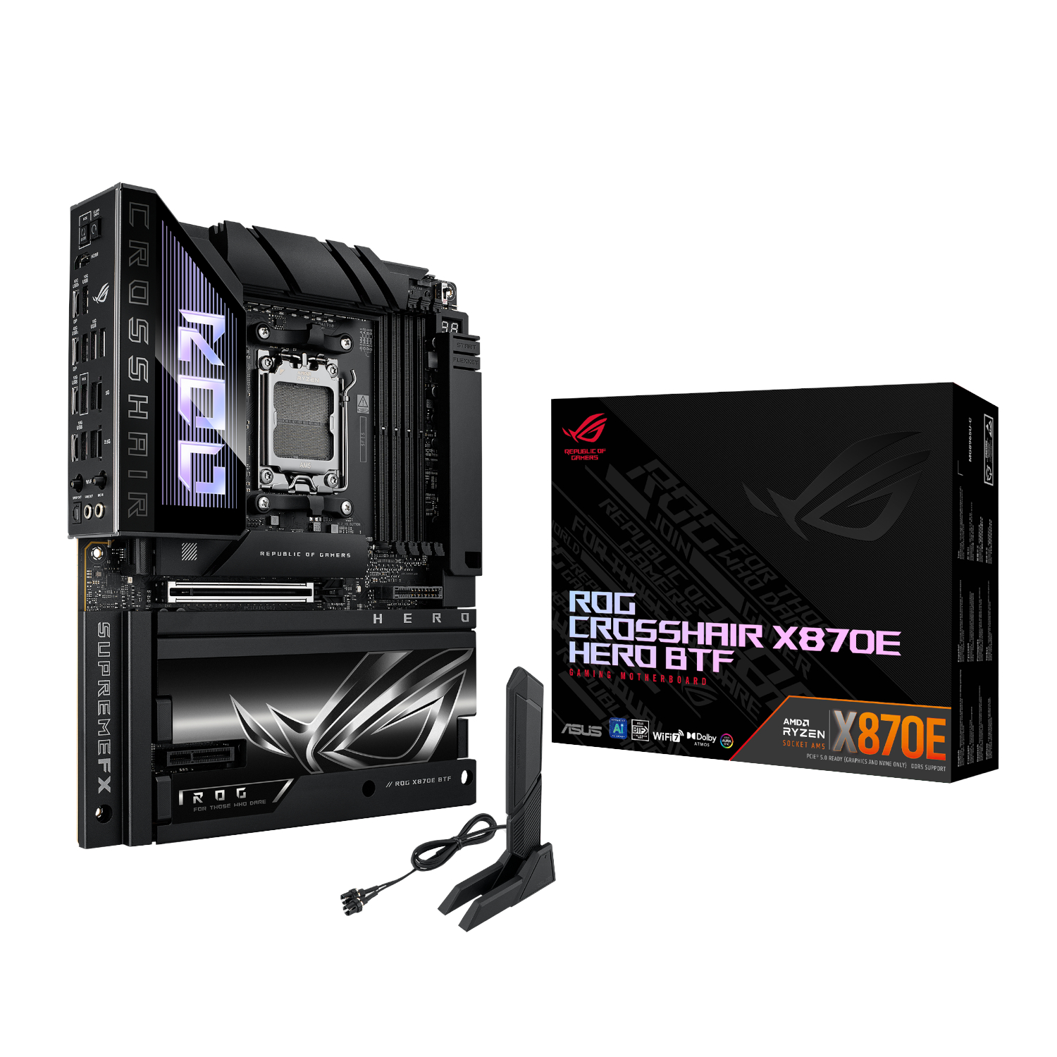 ROGCROSSHAIRX870EHEROBTF_ASUS-ROG-CROSSHAIR-X870E-HERO-BTF-AMD-AM5-ATX-Gaming-Motherboard_wr_01a ASUS ROG CROSSHAIR X870E HERO BTF AMD AM5 ATX Gaming Motherboard - Image 1